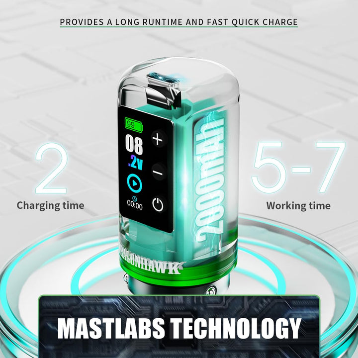 L3 Tattoo Kit, Cordless/Cord Complete Tattoo Gun Kit Pen Machine, 7 Strokes Length, 2 Batteries 2,000Mah Power Supply with Extra Battery Rca Jack Part, Pro Tattoo Needles for Beginner