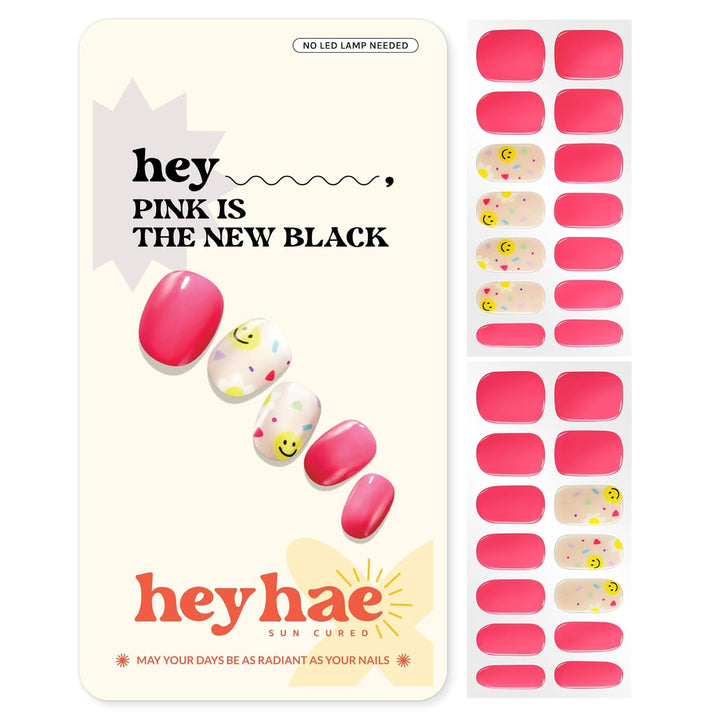 Semi Cured Gel Nail Strips | Spring Nails No LED Lamp Needed Easy Apply & Remove | Includes 28 Strips, 1 Prep Pad, 1 Nail File & 1 Wooden Stick - Hey, Clean Girl