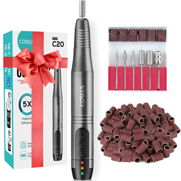 Cordless Nail Drill Electric File: Professional for Acrylic Gel Dip Powder Nails Portable Nail Drill Machine Kit for Manicure Pedicure Nail Set with Everything Rechargeable Lightweight