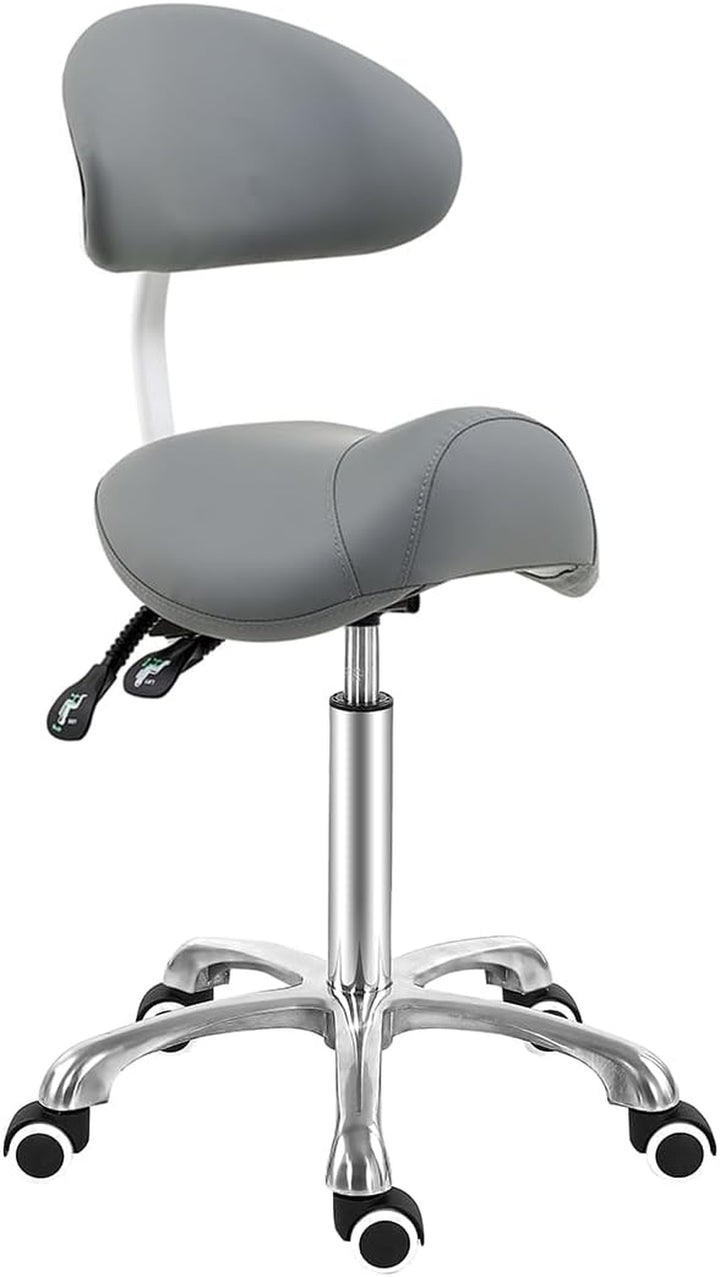 Saddle Stool Rolling Chair for Medical Massage Salon Kitchen Spa Drafting,Adjustable Hydraulic Stool with Wheels (Without Backrest, Black)