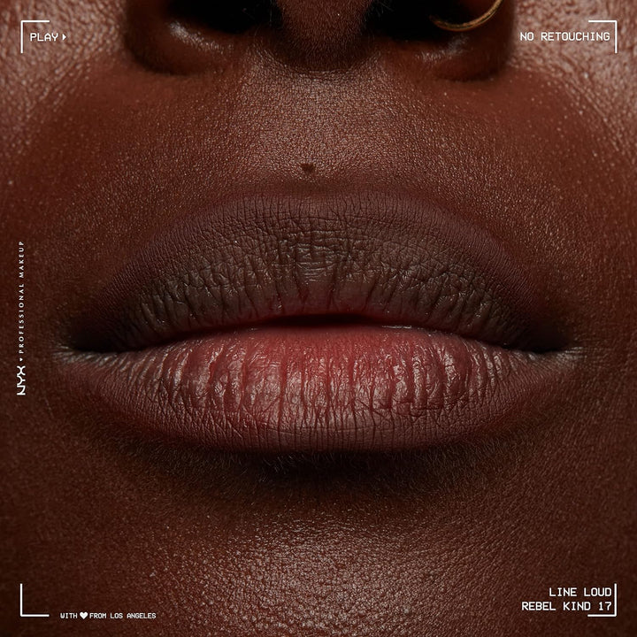 Line Loud Lip Liner, Longwear and Pigmented Lip Pencil with Jojoba Oil & Vitamin E - Rebel Kind (Chocolate Brown)
