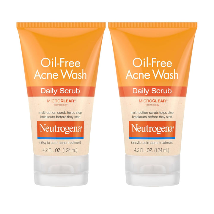 Oil-Free Acne Face Wash with 2% Salicylic Acid, Daily Exfoliating Scrub & Acne Treatment for Oily, Acne-Prone Skin, Clears Breakouts & Blackheads, 4.2 Fl. Oz