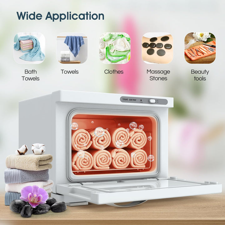 Towel Warmer Cabinet, 8L Hot Spa Small Towel Warmer Heating Use for Facial Spa, Hair Beauty, Salon Equipment and Home - White