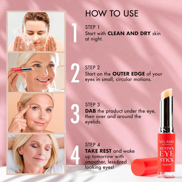 Retinol Eye Balm Stick with Bakuchiol: under Eye Cream for Dark Circles and Puffiness - anti Aging Reduces Fine Lines Wrinkles under Eye Bags in 4-8 Weeks 0.1 Oz/3G