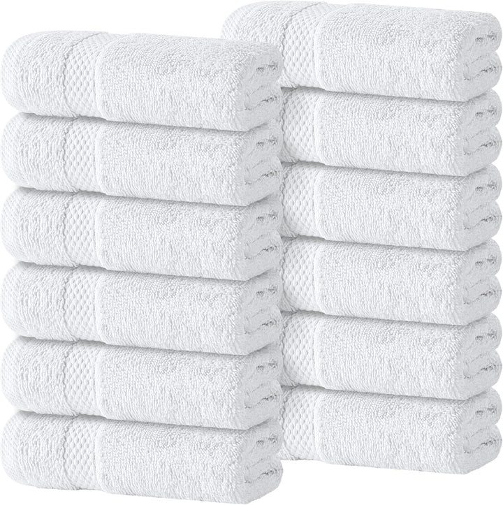 Luxury Cotton Washcloths 13X13 Inch - 650 GSM Turkish Cotton | Hotel, Spa, Bathroom Face Towel | 12 Pack
