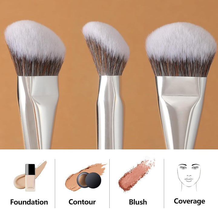 Blush Brush, Angled Contoured for Flawless Face Foundation Liquid Cream Cheek Makeup Multitask 202