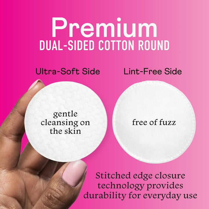 Premium Cotton Rounds - 100% Chlorine Free Cotton Face Pads for Makeup, Nail Polish Removal - Dermatologist Tested and Hypoallergenic, Made in USA - 100 Pads (Pack of 3)