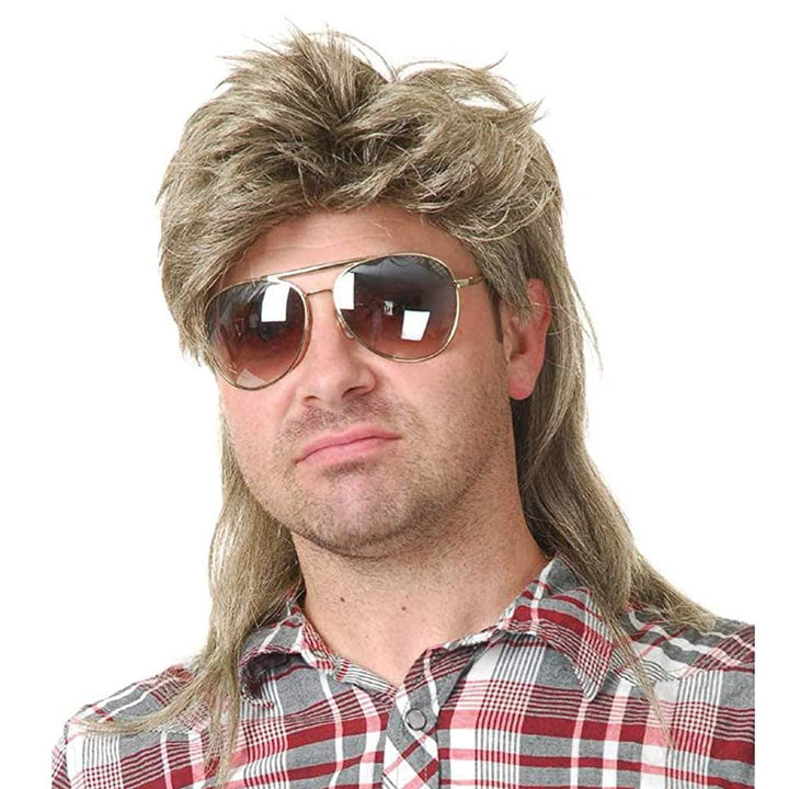 Mullet Wigs for Men 80S Costumes Fancy Party Accessory Cosplay Halloween Wig (Light Brown)