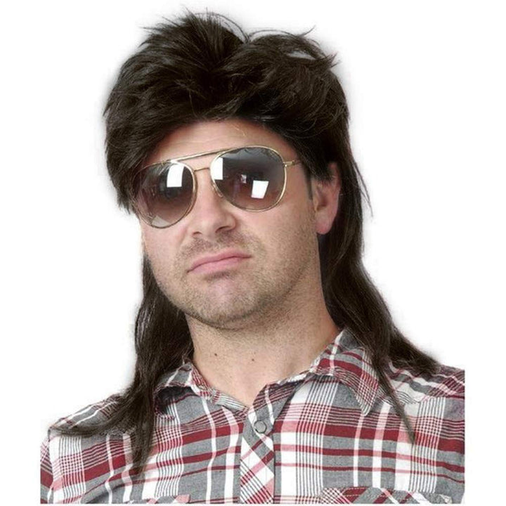 Mullet Wigs for Men 80S Costumes Fancy Party Accessory Cosplay Halloween Wig (Light Brown)