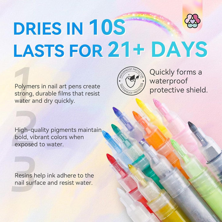 12 Colors Nail Art Pens Set - 3D Nail Polish Pens Acrylic Paint Pens Nail Markers for Nail Art Drawing Painting Nail Point Dotting Liner Pen Manicure Tools Nail Design Kit Home Nail Salon DIY