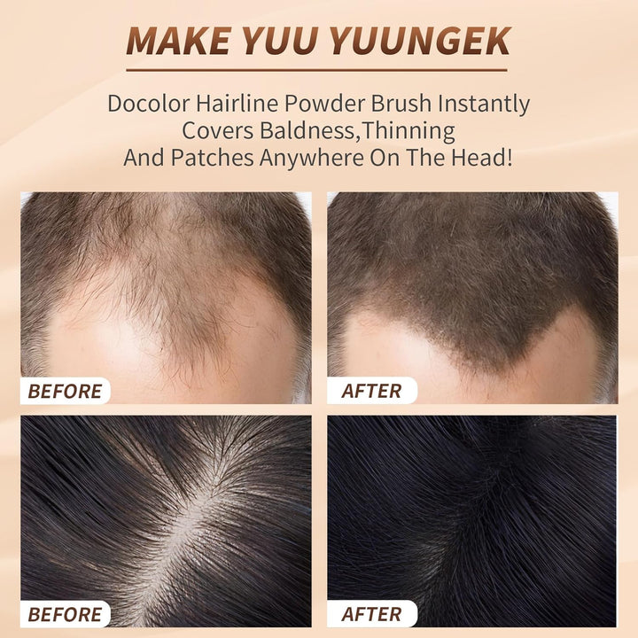 Dual-Ended Hairline Powder Brush, Hair Contour Brush with Sponge Tip, Makeup Brush for Seamless Blending, for Hair Contouring, Root Touch-Ups, and Beard Coverage Vegan & Cruelty-Free