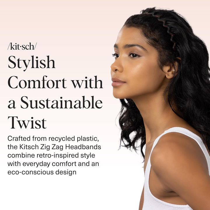 Zig Zag Headbands for Women Non Slip – Fashion Accessories for Slicked Back Styles - Comfortable Comb Headband with Teeth | Ideal Gifts for Women - Tortoise & Black Headband - 2 Pcs