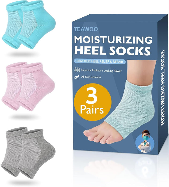 2 Pairs Silicone Socks for Dry Cracked Feet, Women'S Foot Socks for Moisturizing (Pink & Beige, Fits up to Size 9)