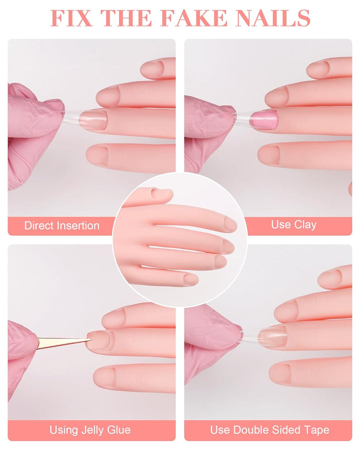 Practice Hand for Acrylic Nails Soft Touch Mannequin Hand for Nails, Flexible and Bendable Fake Hand for Nails for Nail Art Beginners,8.99 X 3.07In