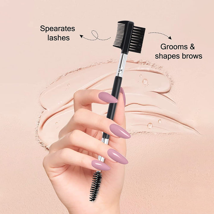 3 Head Eyebrow Eyelash Shaper Eyelash Comb Double Head Brush Makeup Grooming Tool Cosmetic with 3 Different Spoolie Brushes for Separating Lashes, Eliminating Mascara Clumps, Grooming and Shaping Brow