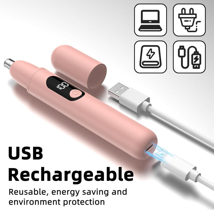 Nose Hair Trimmer Rechargeable Cordless Painless Ear and Eyebrow Trimming Tool-Dual Edge Easy Cleansing for Man Woman Vee