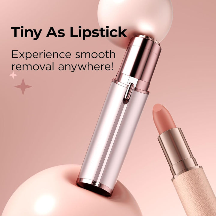 Facial Hair Removal for Women: Electric Face Razor with LED Light - Painless & Instant Results Mini Shaver for Travel Use (Rose Gold)