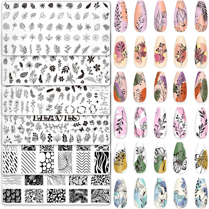 6Pcs All Holiday Nail Art Plates Valentines Stamptemplates Set Winter Christmas Fall Nail Plates Stamping for Xmas DIY Print Manicure Salon Design Gift
