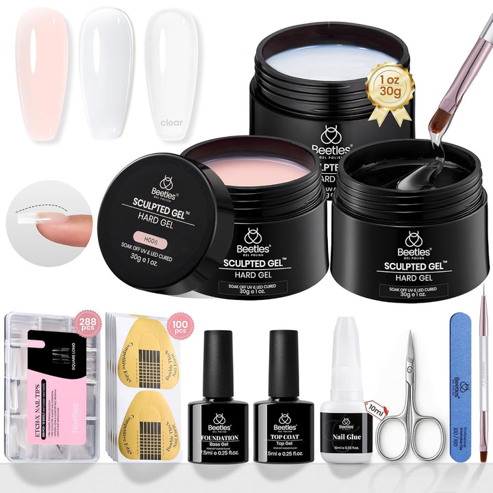 Beetles Builder Gel Nude Pink Sculpted Gel High Hardness for Nail Extension Broken Repair Protection Durable for Home Salon UV LED Lamp Cured Nail DIY Art Manicure 1 Oz