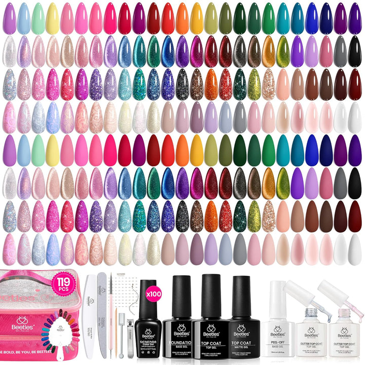 Beetles Gel Nail Polish Kit with U V Light 68 Pcs Emotional Spectrum 35 Colors Gel Polish Nail Kit with Base and Matte&Glossy Top Coat Soak off All Season DIY Set Manicure Tools Gifts for Women