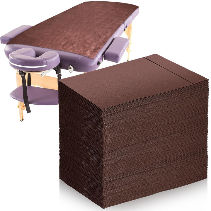 50 Pieces 31 X 70 Inches Disposable Bed Sheets Bed Cover Massage Table Sheet Non-Woven Fabric for Spa, Lash, Beauty Salon, Waxing, Hotels(Black)