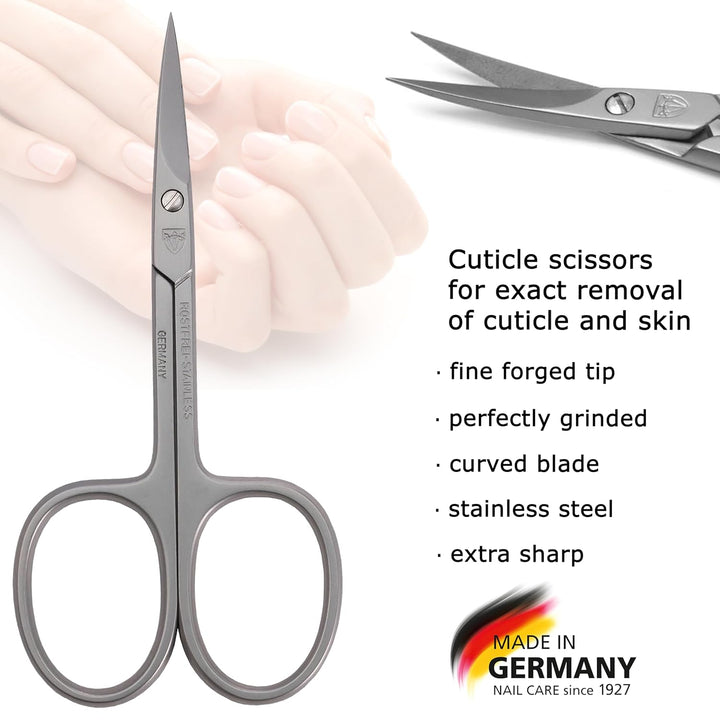 - Brand Quality STAINLESS STEEL INOX CURVED CUTICLE SCISSORS (1 PIECE) with Case for Manicure Pedicure - Nail Care by 3 Swords - Made in Germany
