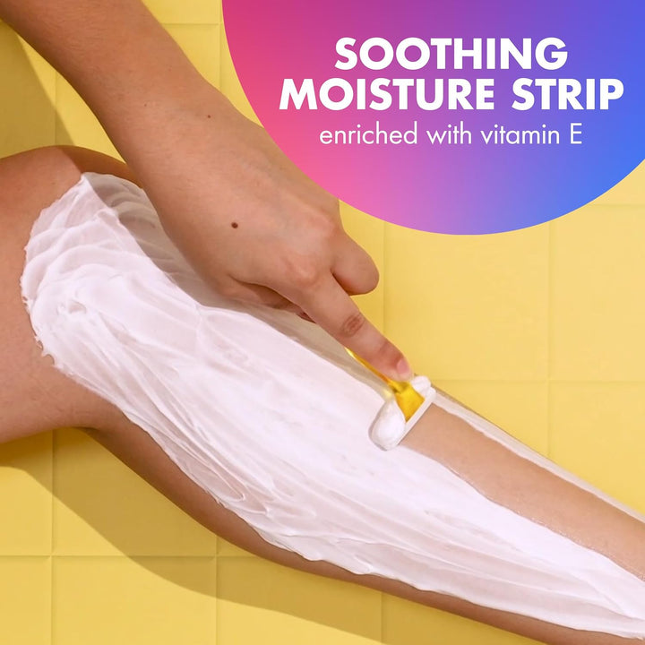 Soleil 3 Colors Women'S Disposable with 3 Blade Razors, Aloe Vera and Vitamin E Lubricating Strip for Enhanced Glide, 14-Pack, Stocking Stuffers for Women