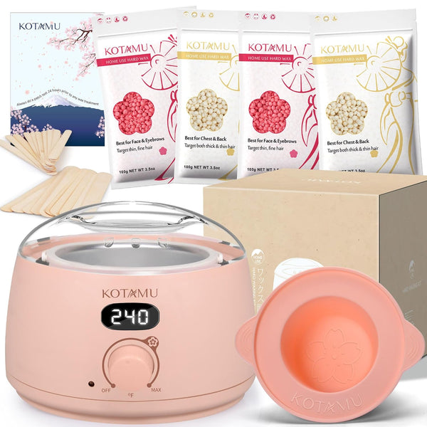 Wax Kit Pink Digital Hair Removal Waxing Kit for Women & Men Hot Wax Warmer Pot for Face, Eyebrow, Body, Brazilian, Bikini, Sensitive Skin Waxing Machine with 25 Accessories for Home Salon