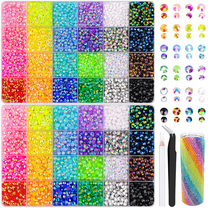 13000Pcs Flatback Pearls for Crafting (White), Assorted Size 2/3/4/5/6/8/10Mm Half Pearl Bead Gems with 3Pcs 10Ml B7000 Jewelry Glue, Bedazzling Kit for Crafts Shoes Graduation Cap Nail Art