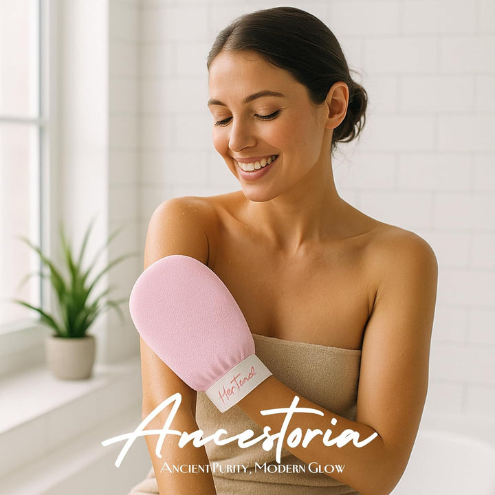 Ancestoria Korean Exfoliating Gloves for Shower, Pink and Black, 2-Pack, Deep Exfoliating Mitts for Body, Reusable and Chemical-Free, a  Brand