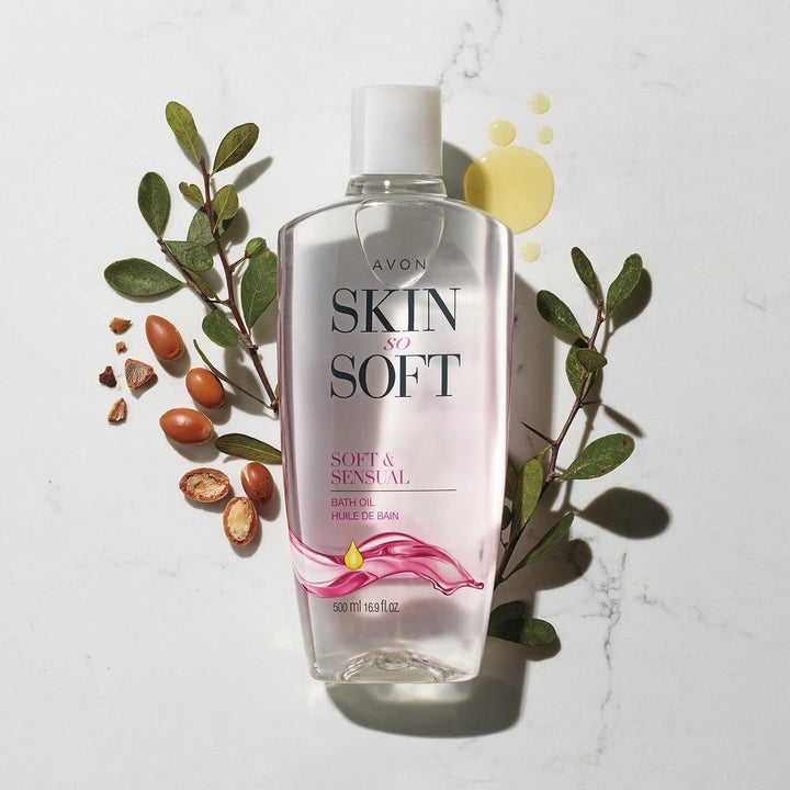 Skin so Soft Bonus-Size Soft & Sensual Bath Oil – 25 Fl. Oz. with Argan Oil, Spicy Floral Scent, Deep Hydration, Softens & Smoothes Skin, Can Be Used as Leave-On Moisturizer