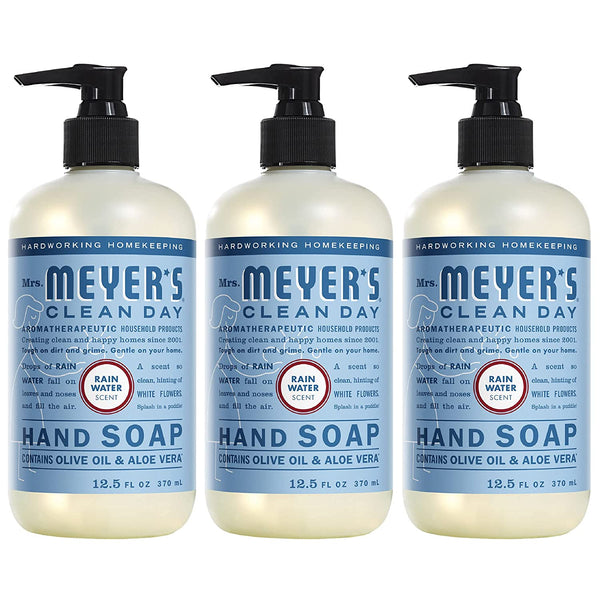 CLEAN DAY Hand Soap, Made with Essential Oils, Biodegradable Formula, Rain Water, 12.5 Fl. Oz - Pack of 3