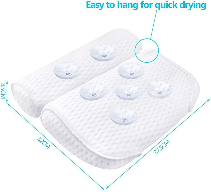 Bath Pillow, Bathtub Spa Pillow with 4D Air Mesh Technology and 7 Suction Cups, Helps Support Head, Back, Shoulder and Neck, Fits All Bathtub, Hot Tub and Home Spa [US. Patent Design]