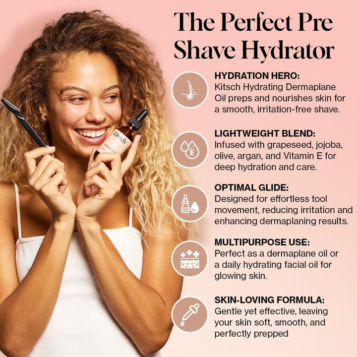 Dermaplane Face Oil with Jojoba & Argan Oil – Hydrating Facial Formula for Dermaplaning Tool, Gua Sha & Razor Use – Irritation-Free Shave Oil for Soft, Radiant Skin – 2Oz