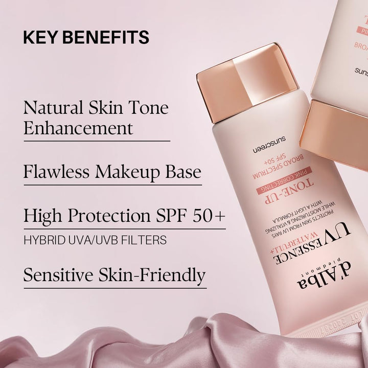 Waterfull Tone-Up Sunscreen Serum BROAD SPECTRUM SPF 50 + Korean Sunscreen for Face, All Skin Tones, Sweat Proof Formula (1.69 Fl.Oz.)