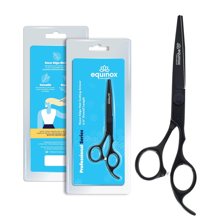 Equinox Professional Razor Edge Series Barber Hair Cutting Scissors - Japanese Stainless Steel Salon Scissors - 6.5” Overall Length - Fine Adjustment Tension Screw - Premium Shears for Hair Cutting