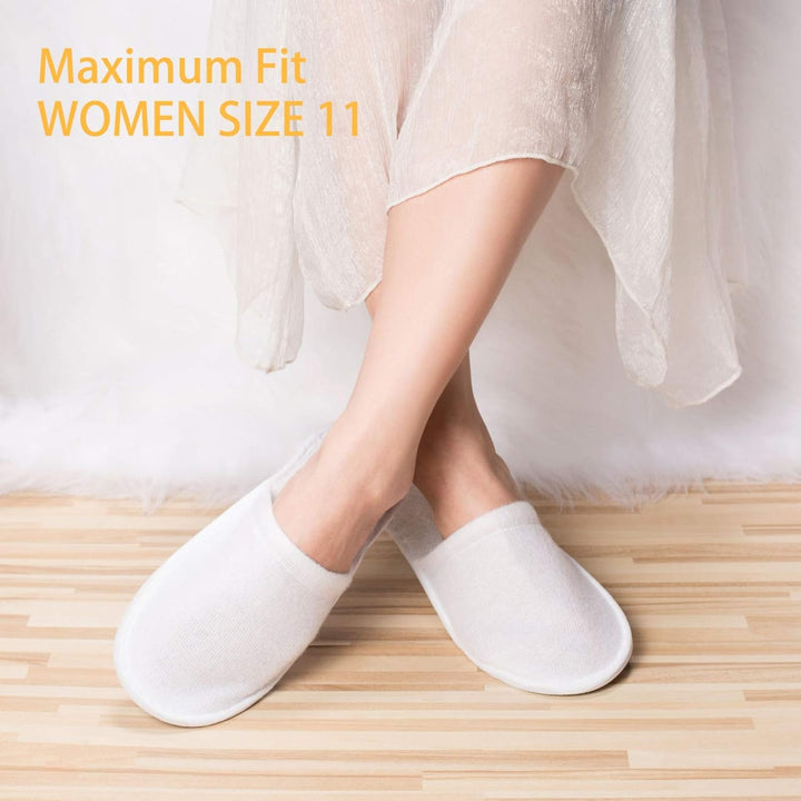 Spa Slippers, 24 Pairs Velvet Closed Toe Disposable Slippers Fit Size for Men and Women for Hotel Home Guest Used, White Non-Slip Slipper