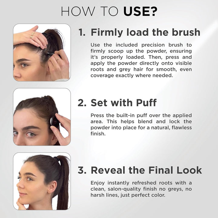 Root Touch up Powder - Water & Sweat Resistant Hair Loss Concealer Set for Thinning Hair Women, Includes Brush (Dark Brown)