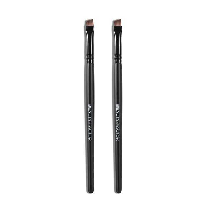 Angled Eyeliner Brush - Precision Ultral Thin Angle Eye Liner Brushes Fine Point with Flat Synthetic Bristles for Brow Powder, Smooth Gel, Cream, or Liquid for Creating Sharp Lines, Detailed Eye Looks