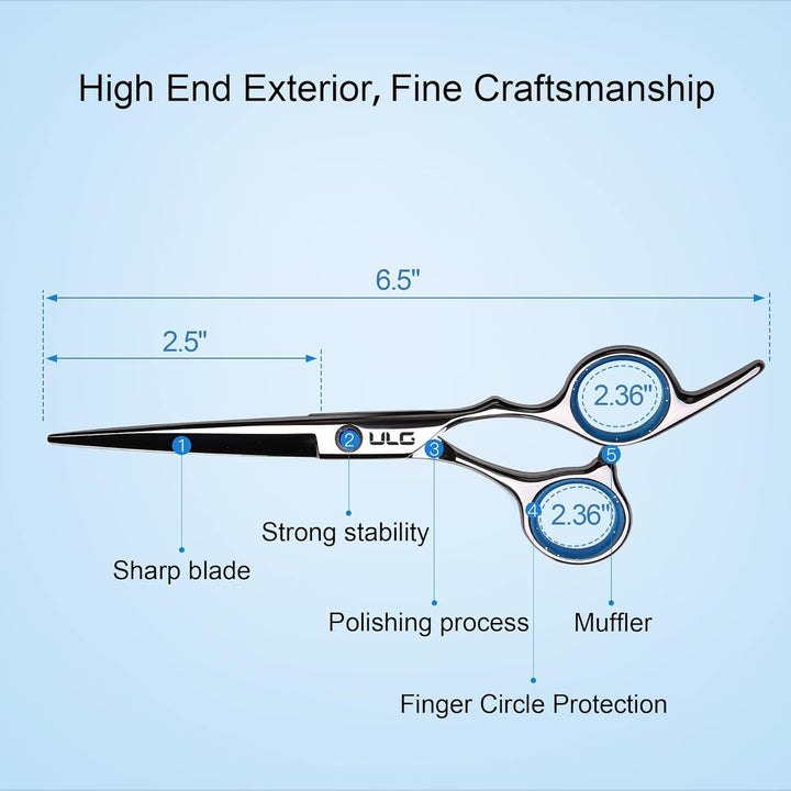 Hair Cutting Scissors,  Professional Hair Scissors 6.5 Inch Right-Hand Razor Edge Barber Shears Salon Hair Cutting Shears Made of Japanese Stainless Steel, Hand Sharpened Blue