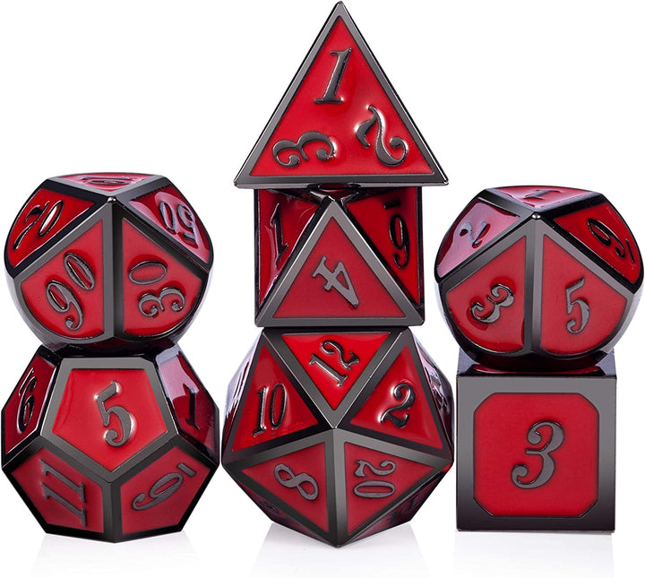 Metal Dice Set DND,  7 PCS Metallic Flowers D&D Dice with Gorgeous Gift Case for D&D Dungeons and Dragon Tabletop Game (Brown and Cream-Coloured)