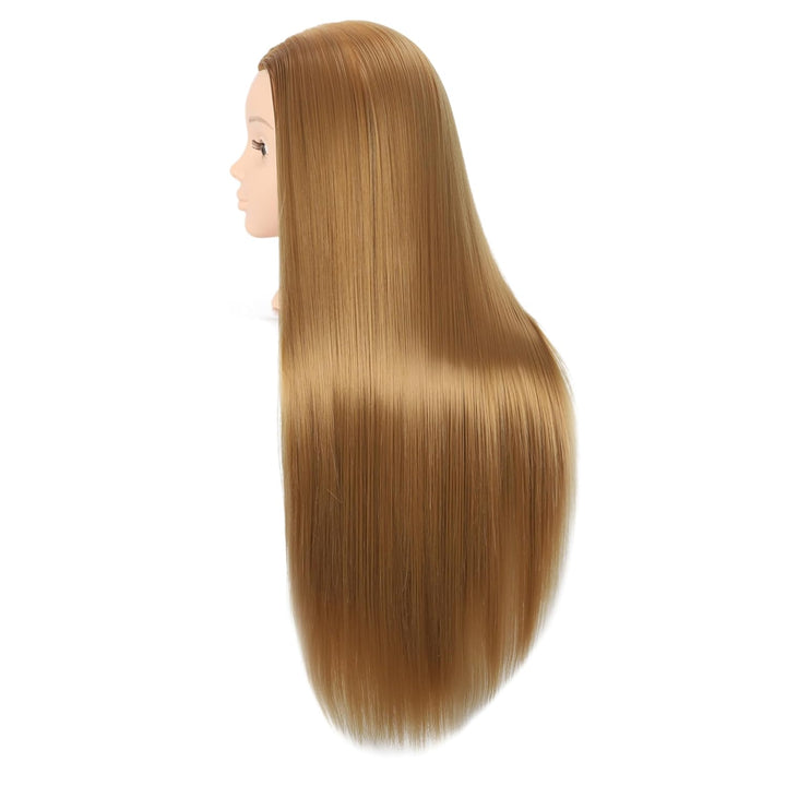 26"-28" Mannequin Head Styling Mannequin Head for Hair Styling and Free Table Stand Training Head Manikin Cosmetology Doll Head with Long Fiber Hair Hairdresser Practice Head for Stylist
