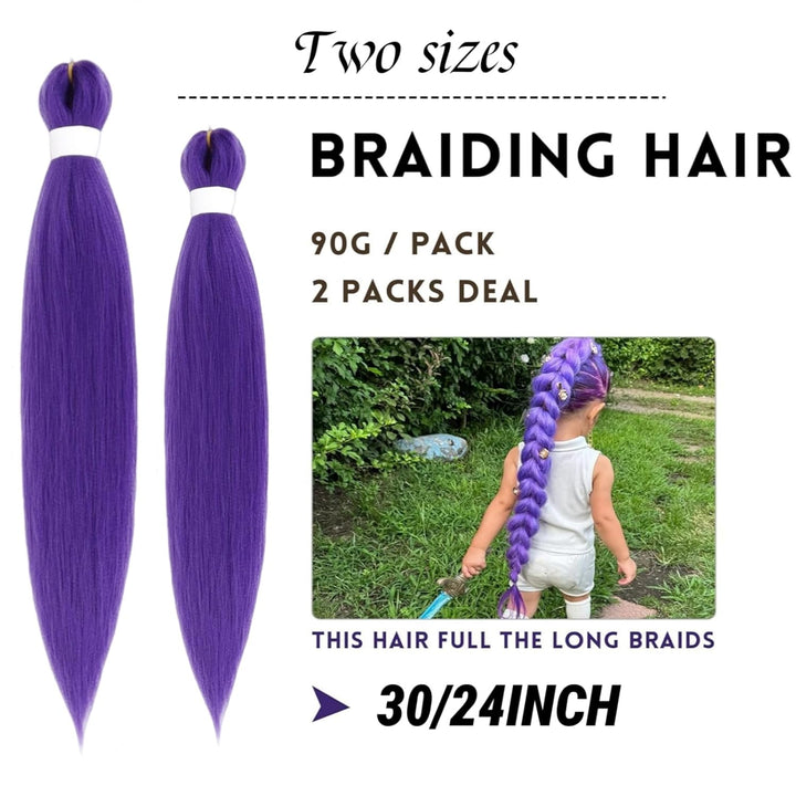 Purple Braiding Hair, Rumi Hair Extensions Purple, Long Rumi Wig Hair Extensions for Braids, Synthetic Crochet Braiding Twist Hair Halloween Costume Cosplay (24IN)