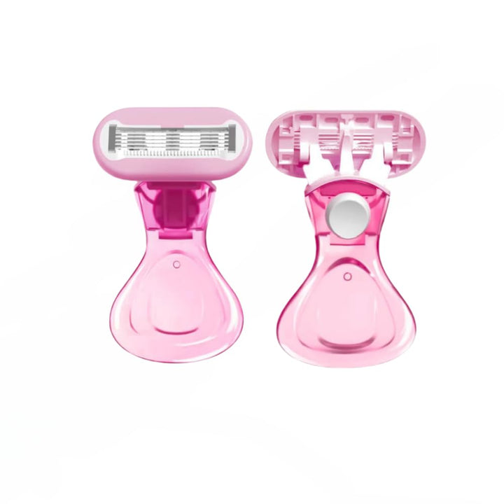 New Women'S Short Handle Razor with Five Blades, Can Remove Excess Body Hair from Arms, Legs, Underarms, Private Areas, Etc. Reusable, with Replaceable Razor Heads (Orange)