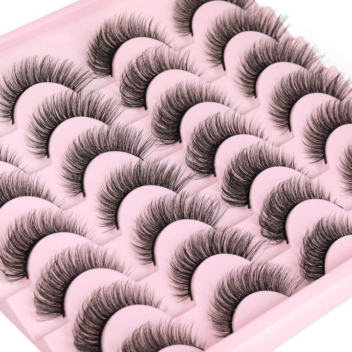 False Eyelashes 14Mm Faux 3D Mink Lashes Natural Look Cat Eye Wispy Lashes Pack by , 14 Pairs