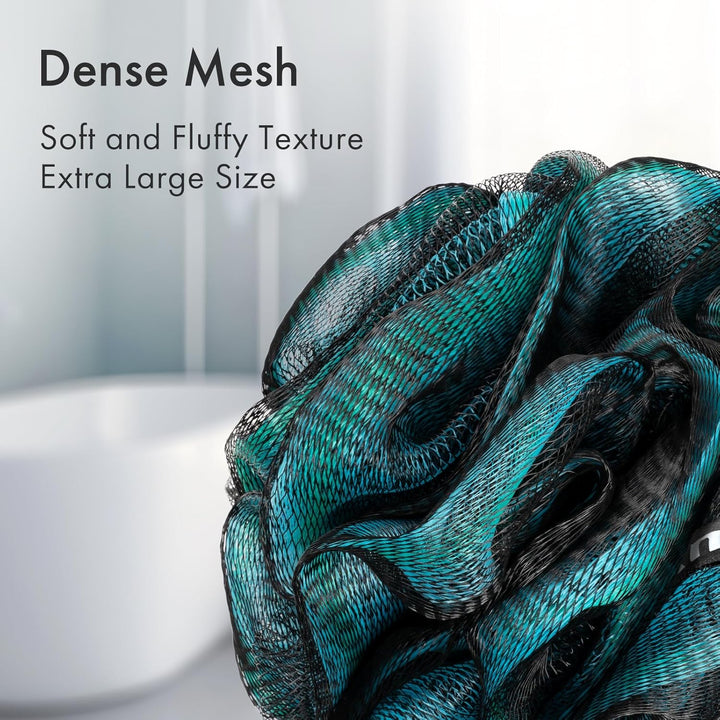 Charcoal Loofah Sponge, Shower Loofah 60G/Pcs - Body Scrubber Loofa Set of 4 - Charcoal Blue, Green, Purple & Red, Bath Sponge for Men and Women