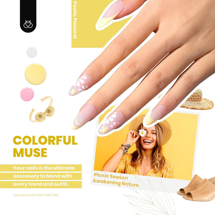 44Pcs Fall Gel Nail Polish Set 36 Colors Brown Burgundy Red Blue Purple Orange Green Black Nude White with Base Top Coat UV LED Needed Salon DIY at Home Gift for Women Colorful Muse