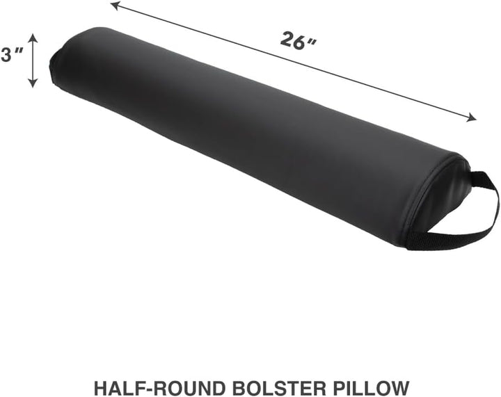 Forpro Premium Half-Round Bolster Pillow for Massage and Yoga, Oil and Stain-Resistant, 6”W X 3" H X 26”L, Black