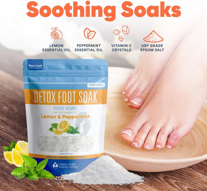 Detox Foot Soak (2 Lbs) Epsom Salt Foot Soak with Lemon & Peppermint Essential Oils
