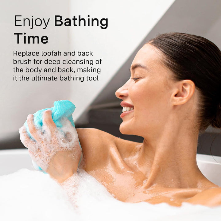 Exfoliating Washcloth Towel [3 Pack], Japanese Exfoliating Wash Cloth, Korean Body Scrubber Exfoliator, Back Scrubber Washer for Shower Bath, Body Scrub African Net Sponge Loofah Luffa Colors